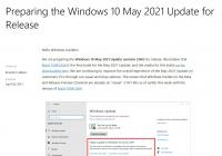 微软正式确定Win10 21H1版本命名 将在5月开始向全球用户推出