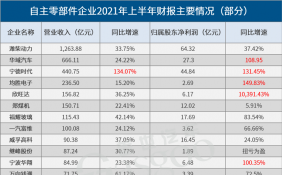多家汽车零部件企业公布上半年财报 动力电池领域企业业绩抢眼
