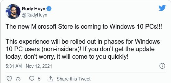 Win11微软商店正式向Windows 10用户推出 新商店包括大量新功能